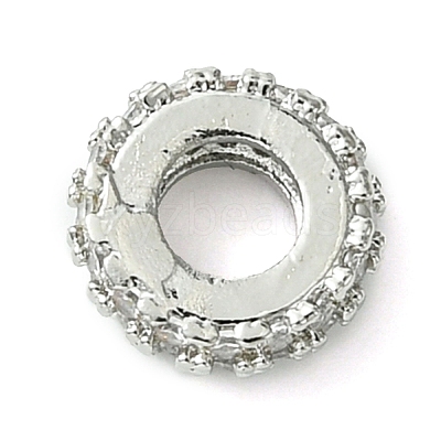Rack Plating Brass Clear Cubic Zirconia European Beads KK-G501-06A-P-1