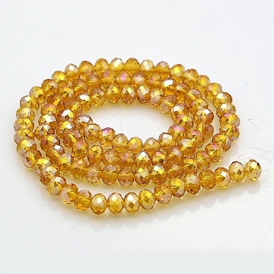 AB Color Plated Faceted Rondelle Electroplate Glass Beads Strands GLAA-A024D-AB16-1