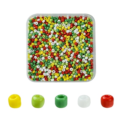 50G 5 Colors Christmas Theme Opaque Colours Glass Seed Beads SEED-YW0002-62D-1