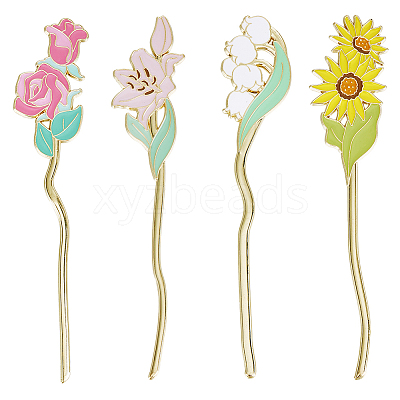 4Pcs 4 Styles Alloy Enamel Bookmarks AJEW-SC0002-91-1