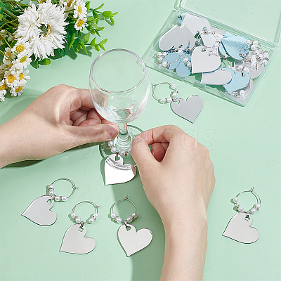 24Pcs Mirror Surface Acrylic Wine Glass Charms AJEW-BC00007-1