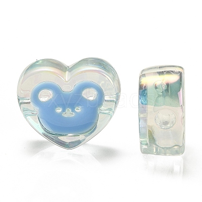UV Plating Rainbow Iridescent Acrylic Enamel Beads OACR-G012-12A-1