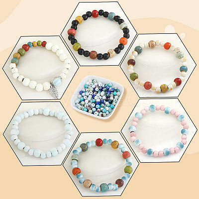 200Pcs 10 Colors Handmade Porcelain Beads PORC-PA0001-39-1