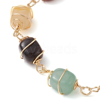 Natural & Synthetic Mixed Gemstone Beads Slider Bracelets BJEW-JB11271-1