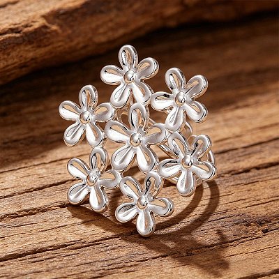 304 Stainless Steel Cuff Open Rings for Women SA-CBAF040-08P-1