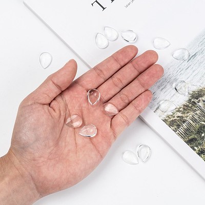 Transparent Teardrop Glass Cabochons GGLA-R024-18x13-1