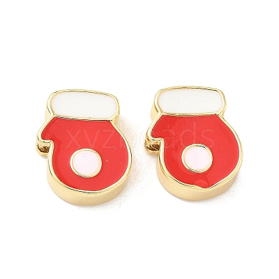 Christmas Brass Enamel Beads KK-I474-G15-1