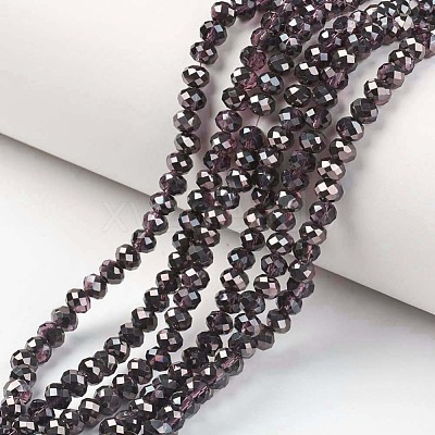 Electroplate Transparent Glass Beads Strands EGLA-A034-T4mm-P07-1