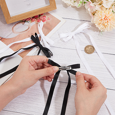 Big Bowknot Polyester Alligator Hair Clips AJEW-CP0008-39B-1