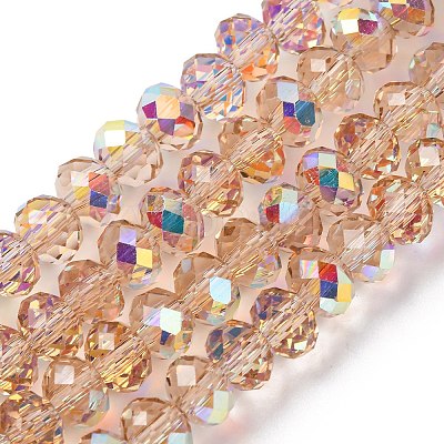 Electroplate Transparent Glass Beads Strands EGLA-A046-01B-22-1