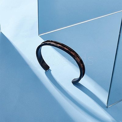 1Pc 304 Stainless Steel Grooved Bangles FIND-UN0043-39EB-1