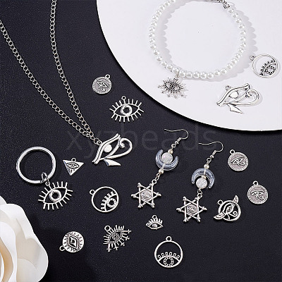 110Pcs 11 Styles Alloy Pendant Rhinestone Settings FIND-GA0006-99AS-1