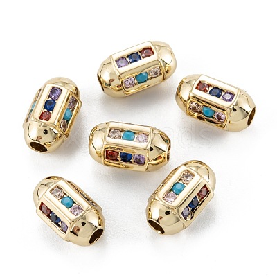 Brass Micro Pave Cubic Zirconia Beadsong-Lasting Plated ZIRC-P089-24A-G01-1