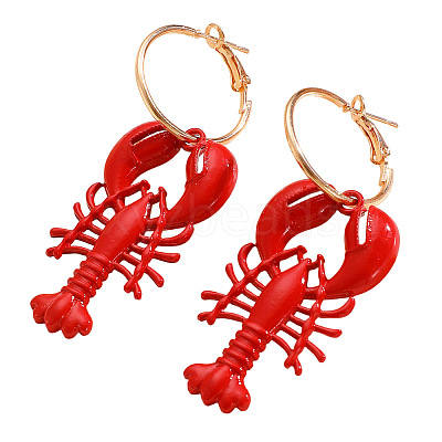 Lobster Alloy Enamel Hoop Earrings WG3E1EE-01-1