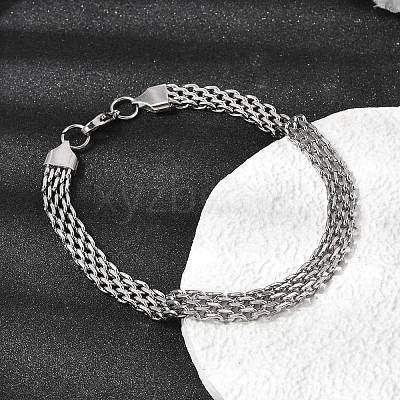 201 Stainless Steel Link Chain Bracelets for Women Men STAS-T077-20P-01-1