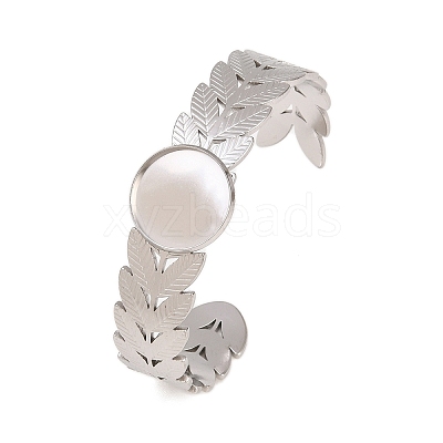 304 Stainless Steel Leaf Cuff Bangle Making STAS-F366-12B-P-1