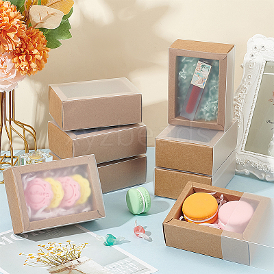 Foldable Paper Drawer Boxes with Clear Plastic Cover CON-WH0095-68B-05-1