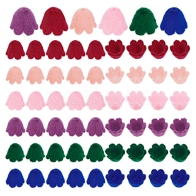 60Pcs 6 Colors Flocky Acrylic Beads MACR-PH0001-55-1