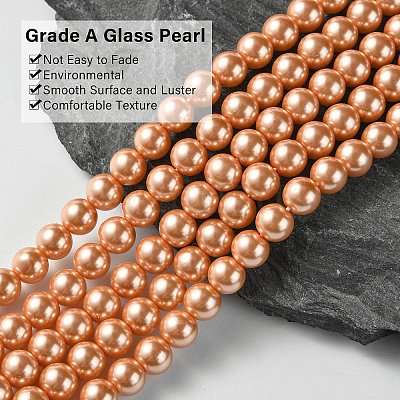 Eco-Friendly Dyed  Glass Pearl Round Beads Strands HY-A002-8mm-RB057-1