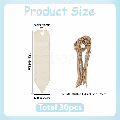 30Pcs Unfinished Wood Pencil Pendants WOOD-SP0001-82-1