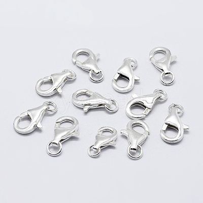 Anti-Tarnish Rhodium Plated 925 Sterling Silver Lobster Claw Clasps X-STER-K167-074D-P-1