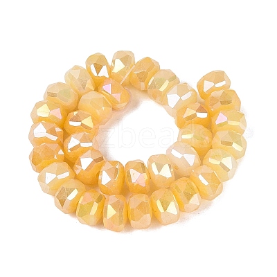Electroplate Crackle Imitation Jade Glass Beads Strands EGLA-Q135-01A-C07-1
