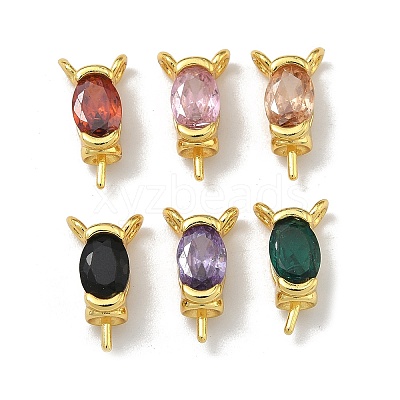 Brass Pave Single Cubic Zirconia Peg Bails Pin Charms KK-D226-01G-1