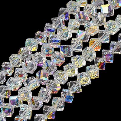 Electroplate Transparent Glass Beads Strands GL-CBA7A17-01A-15-1