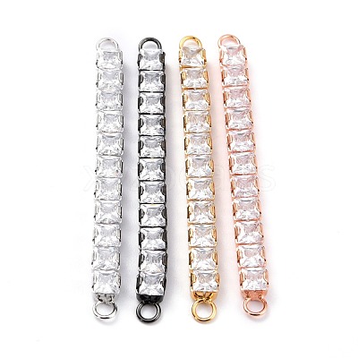 Brass Clear Square Cubic Zirconia Links Connectors ZIRC-G170-22-1