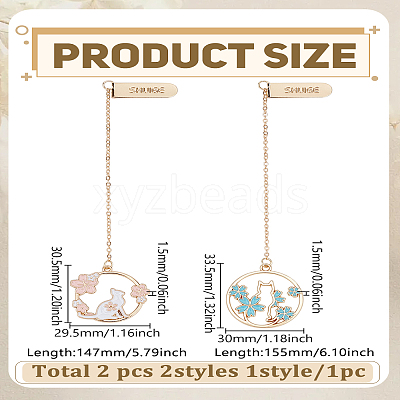 2Pcs 2 Styles Zinc Alloy Enamel Bookmarks AJEW-LP0006-04A-1