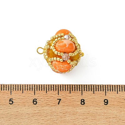 Dyed Natural Malaysia Jade & Synthetic Imperial Jasper & Glass Seed Beaded Pendants PALLOY-MZ01365-02-1