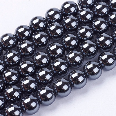 Non-Magnetic Synthetic Hematite Beads Strands G-H1623-8mm-2-1