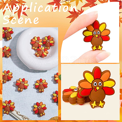 10Pcs Thanksgiving Day Food Grade Eco-Friendly Silicone Beads SIL-SP0001-10-1