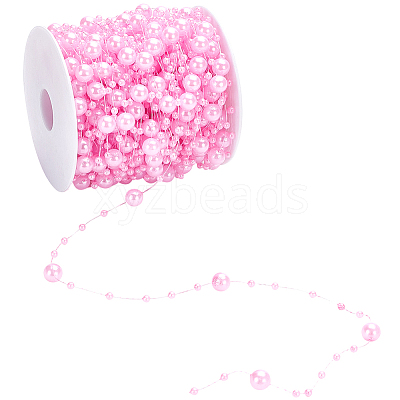 1 Roll Plastic Pearl Round Beaded Link Chains DIY-SC0025-23-1