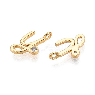 Brass Micro Pave Cubic Zirconia Charms KK-N263-97G-Y-1