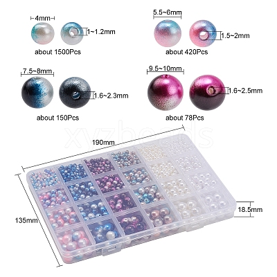 2148Pcs 24 Style ABS Plastic Imitation Pearl Beads OACR-YW0001-25B-1