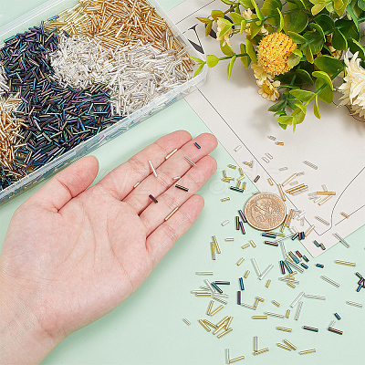 2061Pcs 9 Styles Glass Bugle Beads SEED-PH0002-06-1
