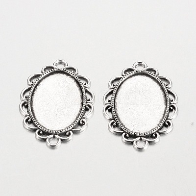 Oval Tibetan Style Alloy Cabochon Connector Settings PALLOY-K112-15AS-RS-1