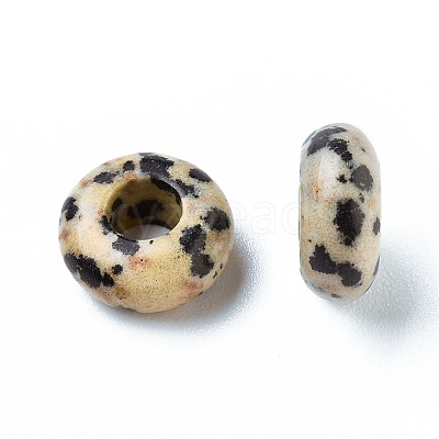 Natural Dalmatian Jasper European Beads X-G-G740-12x6mm-28-1
