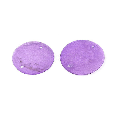 Spray Painted Natural Capiz Shell Disc Links Connector Charms SSHEL-T017-32D-1