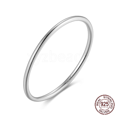 Rhodium Plated 925 Sterling Silver 1mm Thin Finger Rings RJEW-C064-03A-P-1