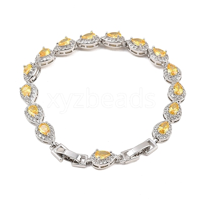 Platinum Tone Brass Micro Pave Cubic Zirconia Tennis Bracelets BJEW-B160-05P-1