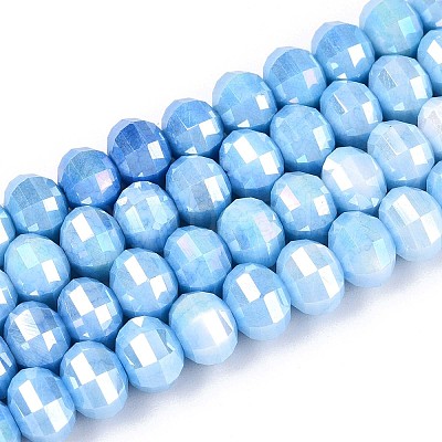 Anti-Tarnish Electroplate Glass Beads Strands GLAA-T025-8mm-19J-1