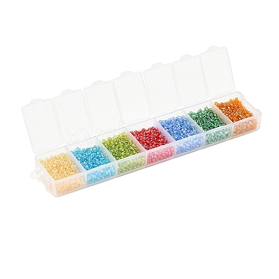 3500Pcs 7 Colors 12/0 Glass Round Seed Beads SEED-YW0001-20-1