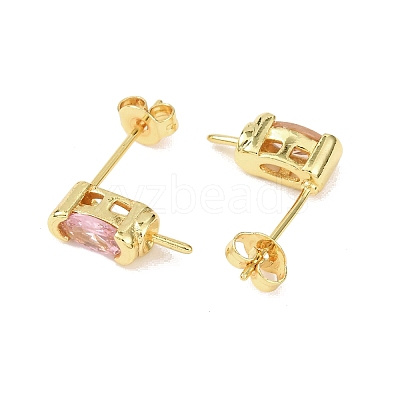 Brass Micro Pave Cubic Zirconia Earring Findings KK-D226-10G-04-1