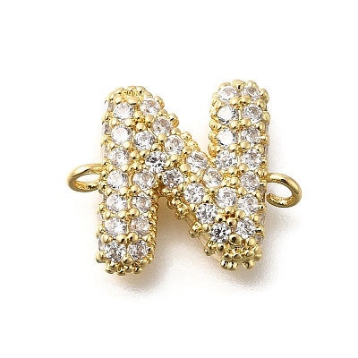 Brass Micro Pave Cubic Zirconia Letter Links KK-I717-04N-1