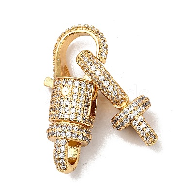 Brass Micro Pave Clear Cubic Zirconia Interlocking Clasps KK-J301-01-1