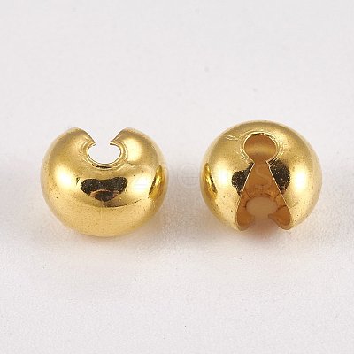 Brass Crimp Beads Covers X-KK-G311-08G-1