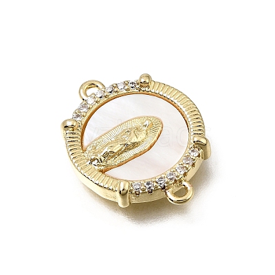 Virgin Mary Theme Brass Micro Pave Clear Cubic Zirconia Connector Charms CU-CBAF50C-05B-G02-1
