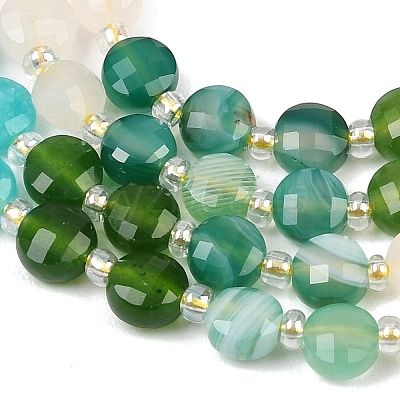 Natural Agate(Dyed & Heated) & Dyed White Jade & Tiger Eye Beads Strands G-Z135-B05-1